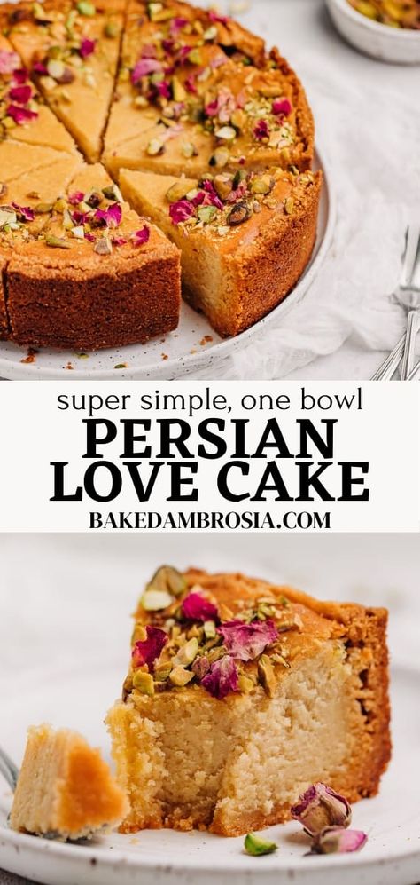 Persian Love Cake Love Cake Recipe, Recipe With Almond Flour, Persian Love Cake, Almond Crust, Creamy Yogurt, Persian Food, Baking Sweets, Love Cake, Gluten Free Baking