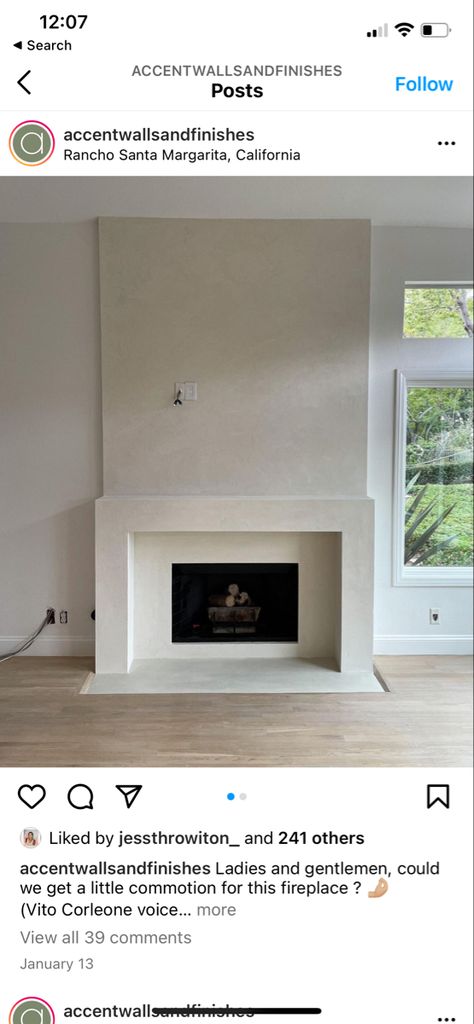 Flush Fireplace With Mantle, Plaster Diy Fireplace, Modern Textured Walls Living Rooms, Fireplace Tile Ideas Modern White, White Cement Fireplace, Polished Concrete Fireplace, Stucco Interior Fireplace, Stucco And Tile Fireplace, Smooth Plaster Fireplace