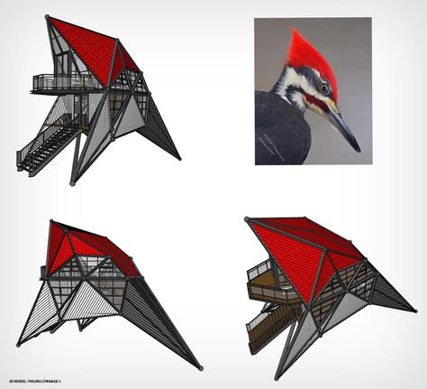 Container Resort, Elevated Cabin, Triangle House, Corrugated Metal Roof, Pod House, A Frame House Plans, Graphic Design Architecture, Forest Cabin, Architecture Model House