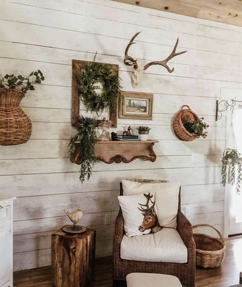 Deer Antler Decor Living Room, Deer Head Decor Living Room, Deer Head Decor Living Room Farmhouse, Deer Heads Living Room, Deer Antler Wall Decor, Deer Mount Decor, Deer Skull Decor, Practical Living Room, Deer Head Decor