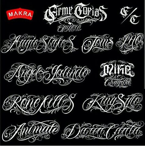 Chicano Lettering                                                                                                                                                                                 More Chicano Tattoos Lettering, Calligraphy Tattoo Fonts, Tattoo Name Fonts, Tattoo Lettering Alphabet, Pattern Tattoos, Tattoo Script Fonts, Design Your Own Tattoo, Tattoo Fonts Alphabet, Fonts For Tattoos