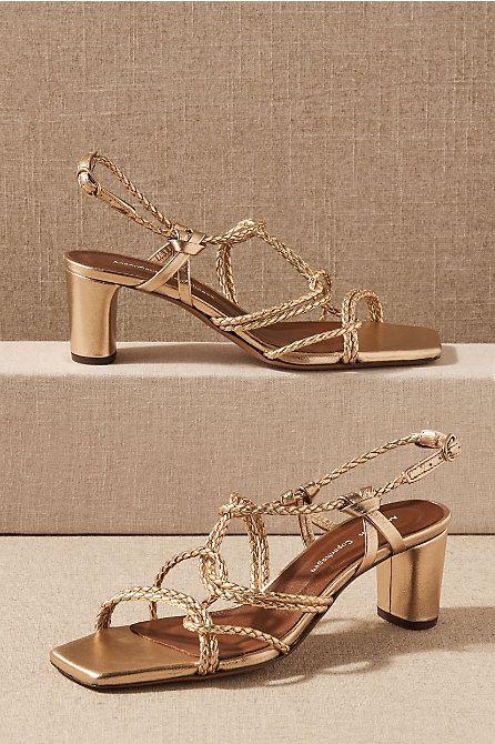 BHLDN x Free People Siena Dress - BHLDN Gold Formal Shoes, Formal Shoes Women, Bhldn Shoes, Charmeuse Dress, Comfy Heels, Anthropologie Wedding, Stunning Shoes, Braided Rope, Prom Shoes