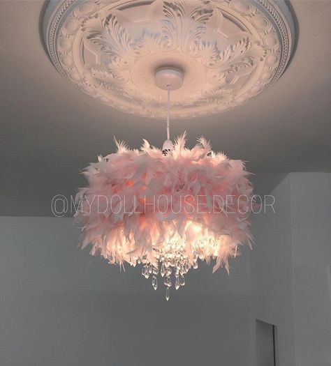 Pink Feather Light Shade, Feather Lighting, Apartment Lights, Feather Light Shade, Small Chandeliers, Chandelier Pink, Pink Ceiling, Feather Chandelier, Pink Chandelier