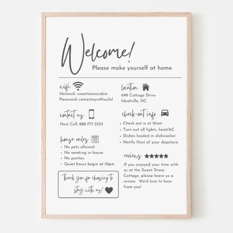 COME Airbnb Checklist, Airbnb House Rules, Airbnb Signs, Vrbo Host, Vacation Rental Host, Arrival Poster, Airbnb Hosting, Signage Signs, Airbnb House