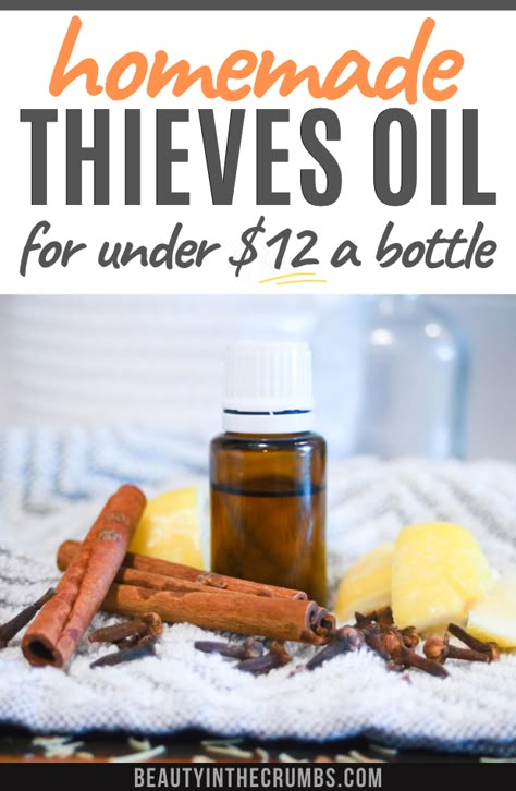 Learn how easy and inexpensive it is to make your own Thieves oil blend for $30 cheaper (without compromising quality)! This traditional Thieves oil recipe is amazing for cleaning, disinfecting, clarifying, and reducing inflammation. Add this DIY Thieves oil to cleaners, hand soap, hand sanitizer, laundry detergent, and so many other things to fight illness naturally without toxins. Thieves Essential Oil Recipe, Thieves Oil Recipe, Theives Oil, Diy Thieves, Homemaking Hacks, Thieves Oil, Thieves Cleaner, Thieves Essential Oil, Natural Cleaning Recipes