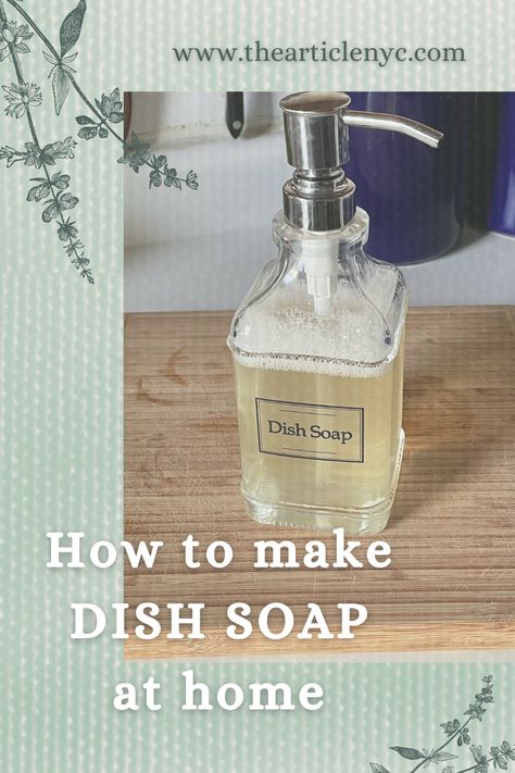 An easy to follow earth friendly dish soap recipe. Make your own washing up liquid dish soap with this simple recipe. It includes all non toxic ingredients. A sustainable swap for your kitchen! Homemade Non Toxic Dish Soap, Homemade Dish Detergent Liquid, Diy Foaming Dish Soap, Liquid Dish Soap Recipe, Diy Dish Washing Liquid, Diy Dawn Dish Soap, Homemade Dawn Dish Soap, Dish Washing Soap, Dish Soap Recipe Homemade