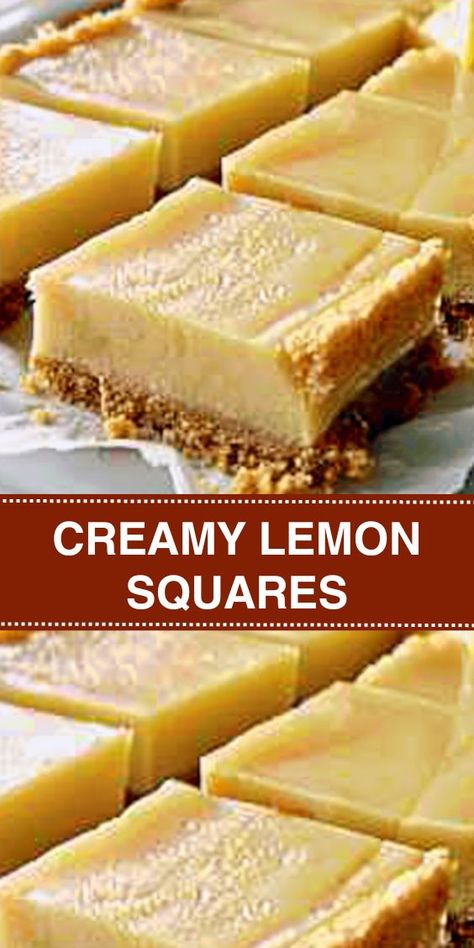 Looking for a zesty dessert to impress your guests? Try our creamy lemon squares recipe! With a buttery graham cracker crust and a tangy lemon filling, these squares are perfect for any occasion. Get the recipe now and treat yourself to a burst of citrusy goodness! Lemon Squares Easy, Creamy Lemon Squares, Lemon Squares Recipe, Sweet Hawaiian Crockpot Chicken Recipe, Cake Homemade, Lemon Squares, Square Recipes, Lemon Bars, Breakfast Bake