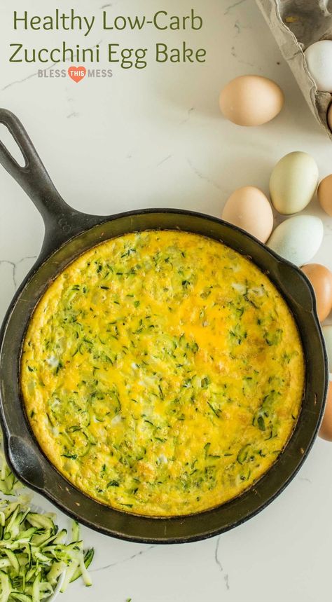 Healthy easy zucchini egg bake recipe is made with 3 ingredients, can be customized to your liking, reheats well, and is a great option to prep ahead. Zucchini Egg Bake, Egg Bake Recipe, Zucchini Egg, Healthy Eating Games, Family Food Recipes, Baked Eggs Recipe, Brunch Casserole, Egg Bake, Healthy Zucchini