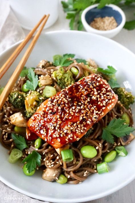 Sesame Salmon, Salmon Noodles, Maple Glazed Salmon, Salmon Marinade, Yotam Ottolenghi, Soba Noodles, Noodles Recipe, Glazed Salmon, Salmon Recipe