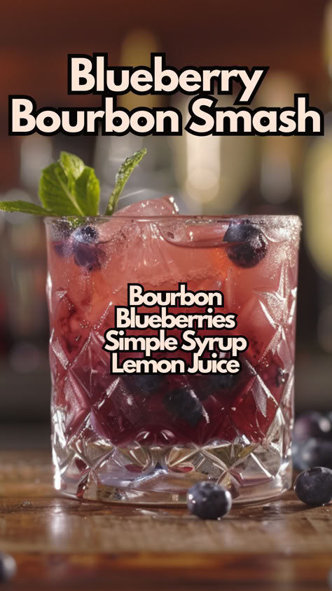 Blueberry Bourbon Smash Blueberry Vodka Smash Cocktail, Blueberry Vodka Smash, Blueberry Whiskey Smash, Blueberry Bourbon Smash, Blueberry Old Fashioned Drink, Blueberry Whiskey Cocktail, Blueberry Bourbon Cocktail, What To Mix With Bourbon, Blueberry Smash Cocktail