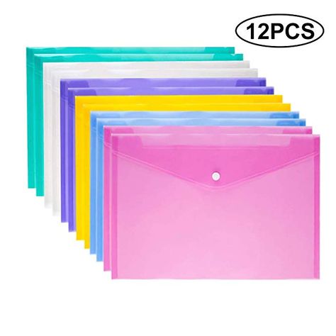 Amazon.com : Ispeedytech 12 Pcs Poly Envelope Folder with Snap Button Closure, Premium Quality Plastic Envelopes, Waterproof Transparent Project Envelope Folder, A4 Letter Size in 6 Assorted Colors : Gateway Bedazzled Liquor Bottles, Accordion Folder, Office Organization At Work, Cute School Stationary, Plastic Folders, 5th Grade Classroom, Study Stationery, Document Folder, Photographie Portrait Inspiration