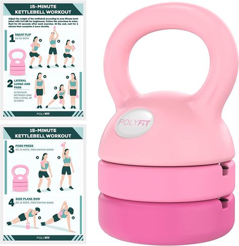 Amazon.com : Adjustable Kettlebell - 5 lbs, 8 lbs, 12 lbs Kettlebell Weights Set for Home Gym - Pink : Sports & Outdoors Adjustable Kettlebell, Home Gym Essentials, 15 Minute Workout, Ankle Weights, Home Exercise Routines, Gym Essentials, Exercise Routine, Weight Set, Kettlebell Workout