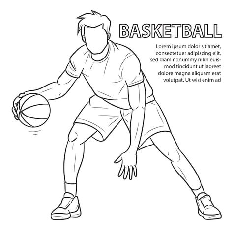 Basketball Easy Drawing, Basketball Players Drawing, Basketball Drawing Ideas, Basketball Drawings Easy, Drawing Ideas Basketball, Basketball Poses Drawing, Basketball Drawings Sketches, Bounce Drawing, Sport Drawing Ideas Art