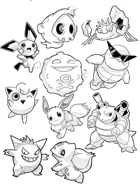 Pikachu Tattoo, Pokemon Sketch, Pokemon Tattoo, Flash Tattoo Designs, Flash Tattoos, Pokemon Coloring Pages, Pokemon Coloring, Tattoo Design Book, Cartoon Tattoos