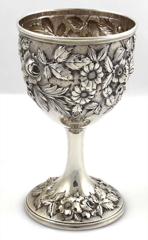 S Kirk & Son antique sterling repousse goblet 401 Silver Centerpiece, Drinking Vessels, Cocktail Shakers, Silver Items, Silver Ornaments, Vintage Silverware, Water Pitchers, Silver Flatware, Silver Work