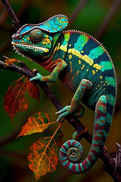 Colourful Animals Photography, Chameleon Tattoo Realistic, Chameleon Pictures, Chameleon Photography, Chameleon Painting, African Animals Photography, Reptile Expo, Chameleon Tattoo, Colorful Lizards