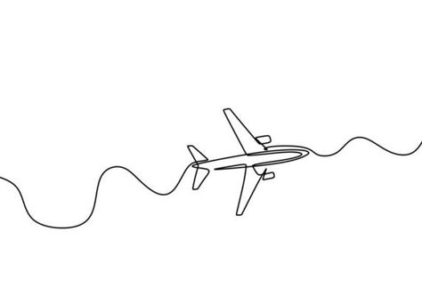 Travel Line Drawing, Plane Line Art, Airplane Line Art, Aeroplane Drawing, Travel Line Art, Aircraft Tattoo, Airplane Graphic, Travel Credit Card, Airplane Tattoo