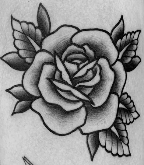 Tattoos With Shading For Women, Tattoo Stencils To Practice Shading, Tattoo Outline With Shading, Tattoos To Practice Shading, Beginner Tattoo Stencils With Shading, Beginner Shading Tattoo, Simple Shaded Tattoos, Rose Tattoo Shaded, Old School Rose Tattoo Black