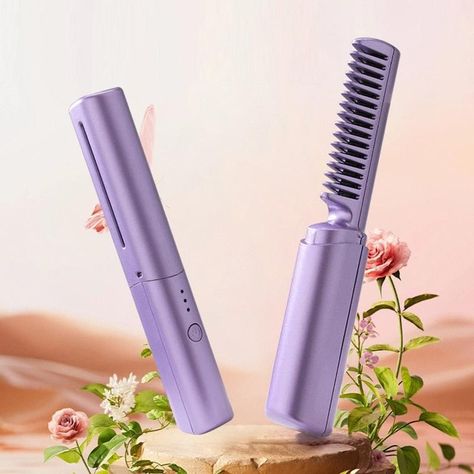 Mini Straightener, Hot Comb, Mini Hair Straightener, Straightening Comb, Travel Hair, Travel Hairstyles, Frizz Free Hair, Hair Straightening, Hair With Layers