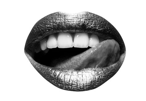 White Tongue, Lips Photo, White Lips, Black Lips, Black Stickers, Lips Print, Black And White Aesthetic, Open Mouth, Iconic Photos