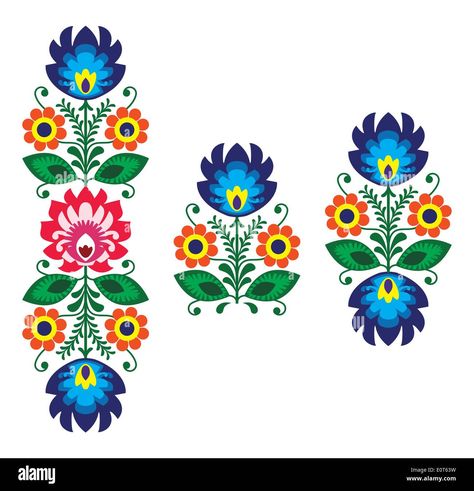 Download this stock vector: Polish folk art embroidery - traditional Polish pattern - wzory lowickie, wycinanki  Decorative Slavic traditional vector patters set - paper catouts - E0T63W from Alamy's library of millions of high resolution stock photos, illustrations and vectors. Polish Pattern, Polish Embroidery, Modern Folk Embroidery, Polish Folk Art, Hungarian Embroidery, Modern Folk, Polish Folk, Folk Design, Redwork Embroidery