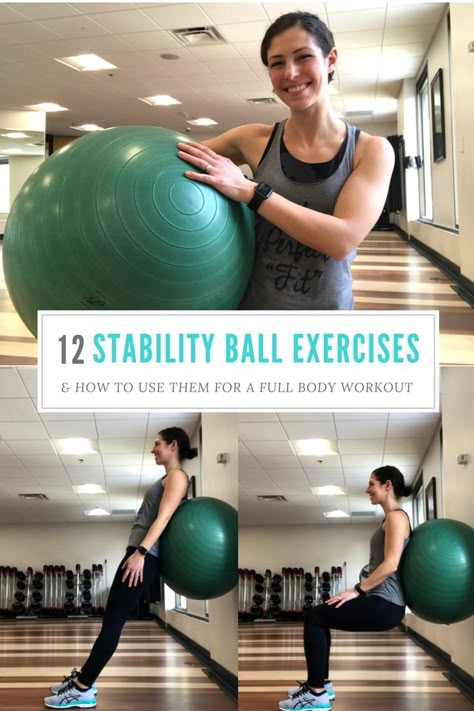 12 stability ball exercises that target your whole body + how to use them in a full body workout! Stability Ball Workout, Yoga Ball Exercises, Ball Exercise, Ball Workouts, Stability Ball Exercises, Ball Workout, Swiss Ball, Gym Ball, Balance Ball