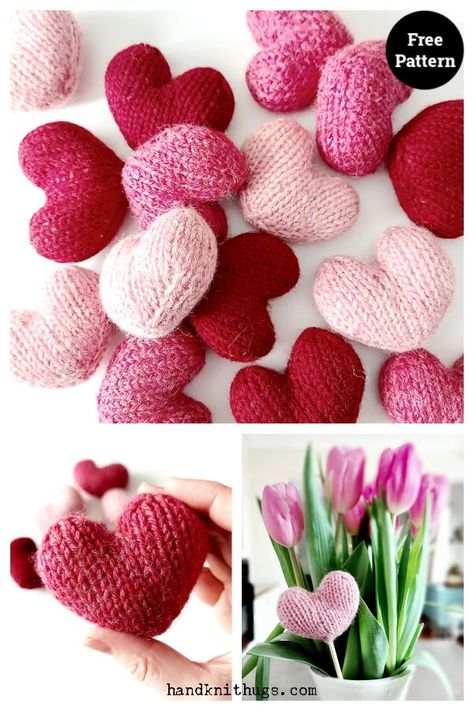 Little Wool Hearts Free Knitting Pattern Small Knitted Hearts Pattern, Free Knitted Heart Pattern, Small Animal Knitting Patterns Free, Valentine’s Day Knitting Patterns, Heart Knit Pattern, Valentine Knitting Projects, Knitted Hearts Pattern Free Uk, Valentines Knitting Patterns Free, Valentines Day Knitting Patterns