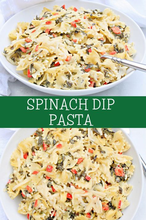 Spinach Dip Pasta ~ All the spinach dip flavor you love in an easy pasta bake. Perfect for turning leftover spinach dip into a whole new meal! via @thiswifecooks Spinach Artichoke Dip Pasta Bake, Spinach Artichoke Dip Leftover, How To Use Leftover Spinach Artichoke Dip, Recipes With Spinach Dip, Spinach Dip Leftover Meals, Leftover Artichoke Dip Recipes, What To Do With Leftover Spinach Artichoke Dip, What To Do With Leftover Spinach Dip, Leftover Spinach Dip Recipes