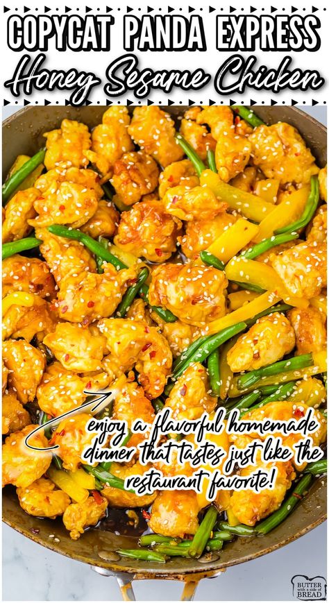 Crispy Honey Sesame Chicken, Panda Express Sesame Chicken Recipe, Honey Sesame Chicken Panda Express, Recipes Using Chicken Nuggets, Panda Express Honey Sesame Chicken, Panda Express Chicken, Sesame Glaze, Chorizo Recipes Dinner, Walnut Chicken Recipe