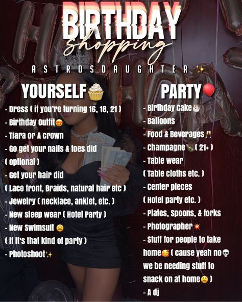 18th Birthday To Do List, Thing To Do For Your 13 Birthday, 16birthday Party Ideas, 21st Birthday Plans Ideas, Places To Go Out To Eat For Your Birthday, Things To Do For Your Birthday Baddie, 18birthday Caption, How To Plan A Sweet 16, Birthday Ideas For 18th Birthday