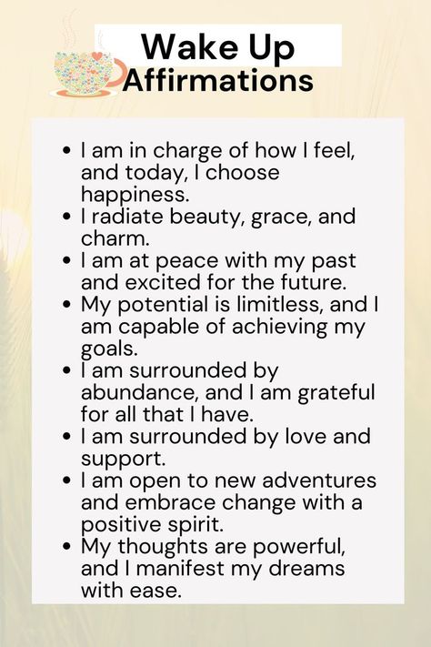 Waking Up Affirmations, Affirmation For The Day, Morning Affirmations Positivity Wake Up, Wake Up Affirmations, Todays Affirmations, Morning Affirmations To Start Your Day, July Affirmations, Morning Gratitude Affirmation, Morning Mantras