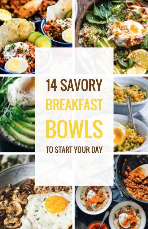 14 Savory Breakfast Bowls to Start Your Day Breakfast Nourish Bowl, Power Bowls Breakfast, Savory Breakfast Bowls, Breakfast Bowl Egg, Bean Breakfast, Sautéed Kale, Man Recipes, Breakfast Bowls Recipe, Nourish Bowl