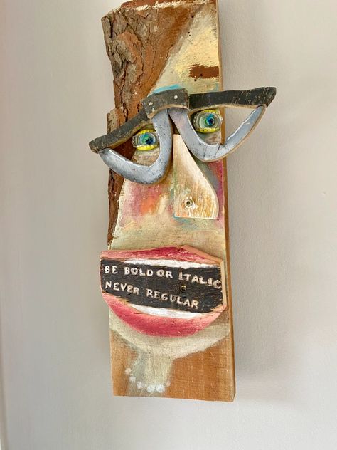 Scrap Wood Art, Assemblage Art Dolls, Recycled Art Projects, Driftwood Wall Art, Trash Art, Paint Brush Art, Found Object Art, Upcycled Art, Found Art