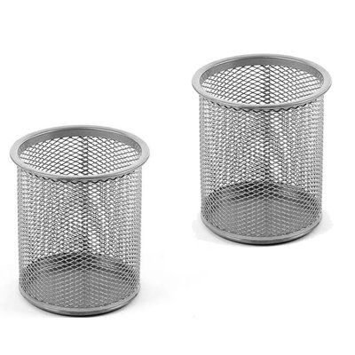 Rebrilliant Farley Round Desk Steel Mesh Markers Pencil Pen Cup Holder Round Desk, Pencil Cup Holder, Cubicle Makeover, Office Desk Organizer, Drawer Dimensions, Pencil Organizer, Desk Organizer Set, Silver Pen, Office Supply Organization