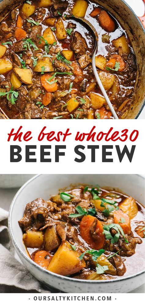 Whole 30 Chuck Roast Recipes, Dutch Oven Recipes Healthy Clean Eating, Chuck Roast Stew, Beef Stew Gluten Free, Whole 30 Beef Stew, Beef Chuck Stew, Gluten Free Beef Stew, Paleo Beef Stew, Beef Stew Healthy