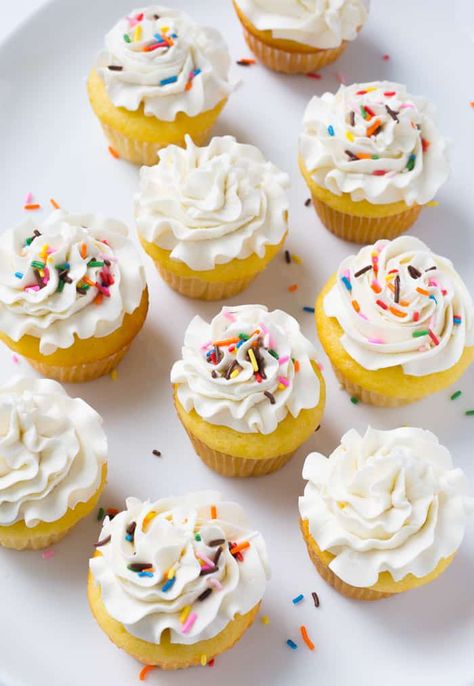 Keto Vanilla Ice Cream, Easter Cupcakes Easy, Trim Healthy Mama Dessert, Funfetti Cupcakes, American Buttercream, Healthy Cupcakes, Ice Cream Cupcakes, Whipped Frosting, I Am Baker