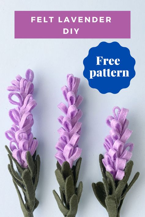 Felt Flowers Lavender, Felt Lilac Flower Diy, Purple Felt Flowers, Felt Flower Garden, How To Make Felt Flowers Step By Step, Free Felt Flower Templates, Making Felt Flowers, How To Make A Felt Flower, Felt Lavender Flower Diy