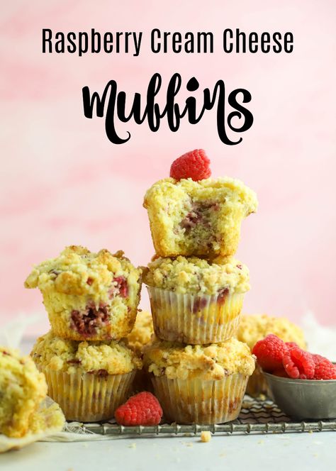 Raspberry Cheesecake Muffins, Raspberry Muffins With Crumble Topping, Fruit Desserts For Parties, Raspberry Cream Cheese Muffins, Overnight Pancakes, Low Sugar Muffins, Fresh Fruit Desserts, Cherry Muffins, Raspberry Cream Cheese