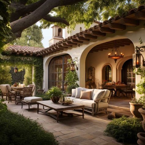 Unlock the Secrets of Mediterranean Style House Interior • 333+ Images • [ArtFacade] Hacienda Front Yard, Mexico House Exterior Hacienda Style, Latin Style Home, Mediterranean Houses Exterior, Moody Spanish Interior, 1920 Spanish Style Homes, Spanish Colonial Style Homes Exterior, Mediterranean Homes Plans, Spaniard Style Home