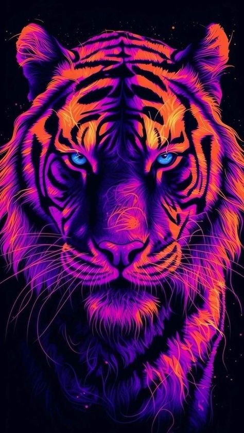 Purple Tiger, Wallet Art, Tiger Black, Cats Family, Tiger Wallpaper, Vector Nature, Wild Animals Pictures, Big Cats Art, Tiger Face