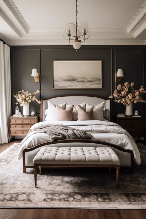 Romantic Bedroom, Elegant Bedroom, Modern Bedroom Design, Bedroom Refresh, Chic Bedroom, Small Room Bedroom, Remodel Bedroom, Master Bedrooms Decor, Main Bedroom