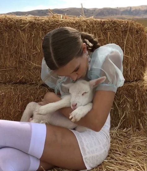 Pinterest Coquette, Little Miss Perfect, Cowboy Like Me, Pink Pinterest, Goat Farm, Coquette Fashion, Farm Photography, Bouncy Hair, Baby Lamb