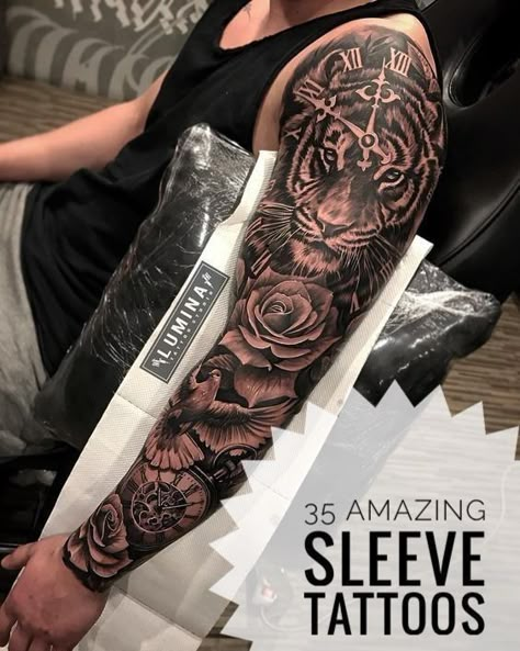 Amazing Sleeve Tattoos, Infected Tattoo, Men Tattoos Arm, Tattoos Arm Sleeve, Sleeve Tattoos For Men, Full Hand Tattoo, Animal Sleeve Tattoo, Realistic Tattoo Sleeve, Full Sleeve Tattoo Design