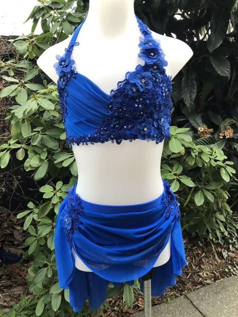 Satellite: Hannah (1ro) Lyrical Dance Costumes Dresses Blue, Royal Blue Dance Costumes, Royal Blue Lyrical Dance Costumes, Cool Dance Costumes, Navy Blue Dance Costumes, Dark Blue Dance Costumes, Dance Costume Rhinestone Ideas, Blue Lyrical Dance Costumes, Blue Dance Outfit