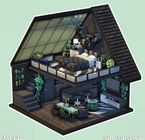 Sims 4 Loft, Rumah Minecraft Sederhana, Loft House Design, Bangunan Minecraft, Sims 4 House Plans, Sims 4 House Building, House Floor Design, Sims 4 House Design, Casas The Sims 4