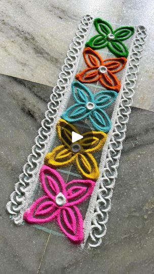 1.1M views · 4.7K reactions | Quick multicoloured border rangoli pattern for beginners!
#rangoliforbeginners #festivities #rangolidesigns #relaxing #rangoliart #festive #homedecor | Blissful Stuff by Poonam | songbirdtunes · Tujh me rab dikhta hai - Santoor Cover Poster Rangoli, Border Rangoli, Easy Rangoli Designs Diwali, Diwali Decorations At Home, Rangoli Patterns, Rangoli Borders, Flower Drawing Design, Rangoli Border, Small Rangoli Design