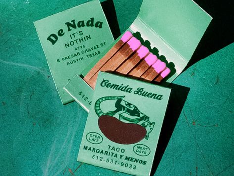 De Nada Matches by Zachary Wieland for Helms Workshop™ on Dribbble Architecture Restaurant, Bar Restaurant Design, Design Café, Restaurant Logo, Match Box, Branding Inspo, Graphic Design Inspo, Design Jobs, Tag Design