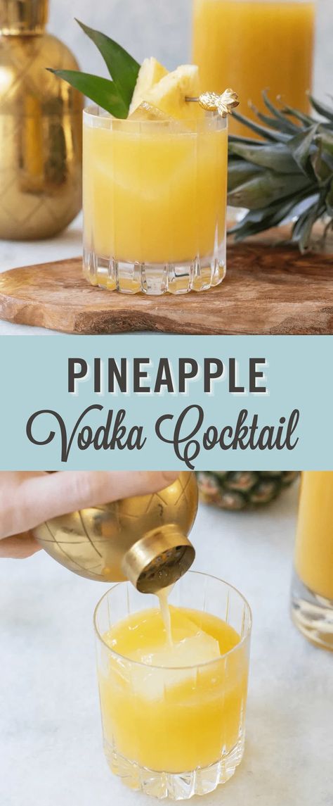 Pineapple Liquor Drinks, Pineapple And Vodka Drinks, Drinks Made With Pineapple Juice, Drinks With Pineapple Vodka, Pineapple Vodka Drinks Recipes, Simple Mixed Drinks With Vodka, Simple Cocktail Recipes Vodka, Easy Mixed Drinks With Vodka, Simply Juice Cocktails