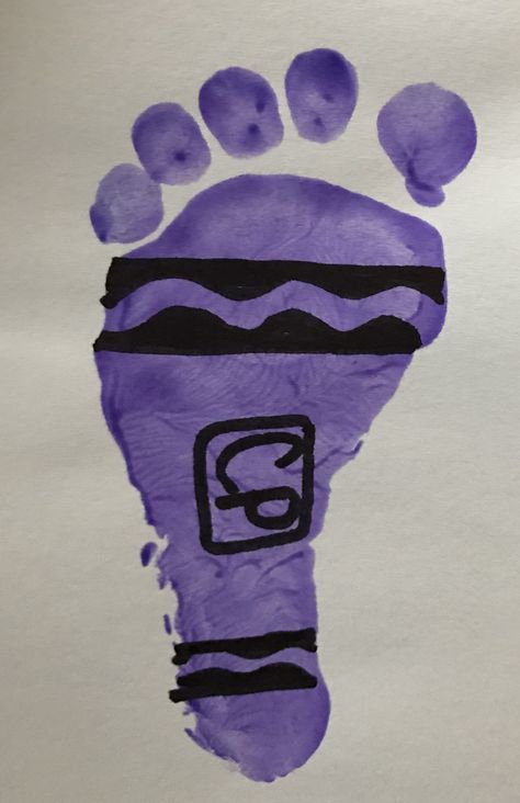 My First Crayon Infant footprint I do for my infant classroom for Back To School theme! Back To School Art Infants, Back To School Projects For Infants, Back To School Art Projects For Toddlers, Back To School Art Toddlers, Back To School One Year Old Crafts, Back To School Artwork For Infants, Crayon Footprint, Back To School Arts And Crafts For Infants, Infant Back To School Art