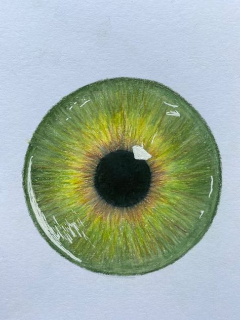 How To Draw Green Eyes, Drawing Eyes With Colored Pencils, Eye Drawing Pencil Color, Green Eye Painting Acrylic, Colored Pencil Drawing Inspiration, Painting Pencil Color Drawings, Eye Drawing With Colored Pencils, Green Eye Painting, Drawing Ideas Colorful Pencil